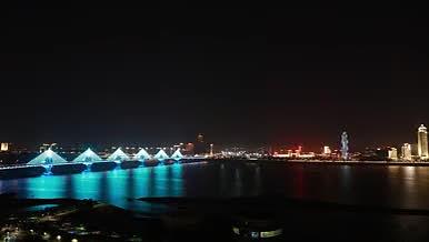 南昌赣江朝阳大桥与对岸的夜景视频的预览图